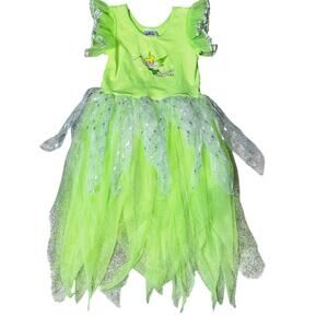 Vintage Disney Store neon green tinker Bell costume dress up tulle dress sz 2/4